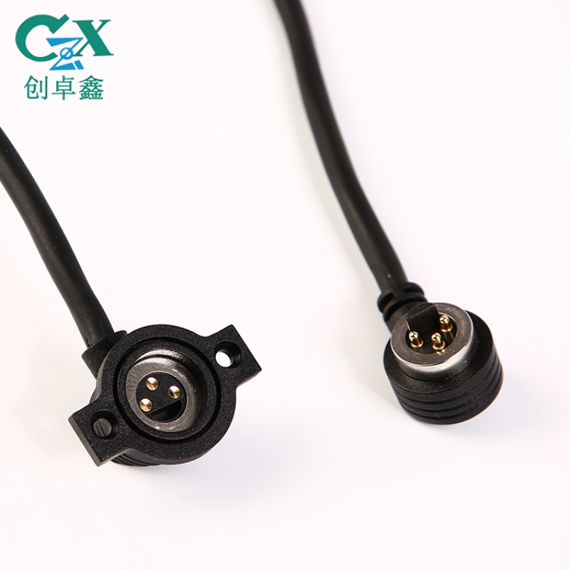 3pin圆形大电流磁吸充电线 24V10A智能家居衣柜磁吸充电线定制
